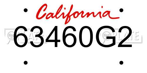 63460G2 California License Plate