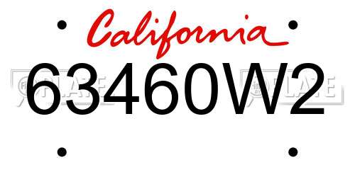 63460W2 California License Plate