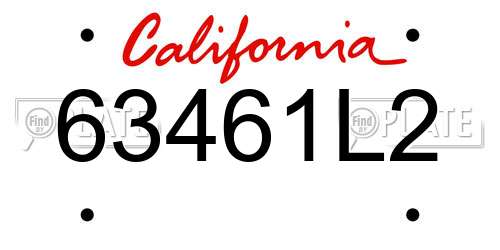 63461L2 California License Plate