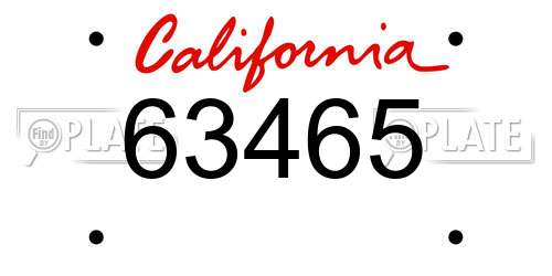 63465 California License Plate