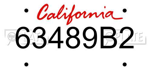 63489B2 California License Plate