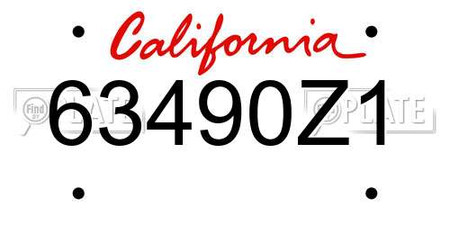63490Z1 California License Plate