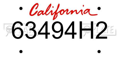 63494H2 California License Plate