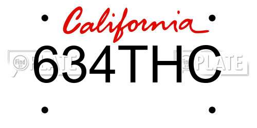 634THC California License Plate