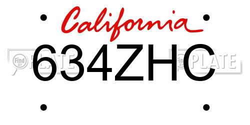 634ZHC California License Plate