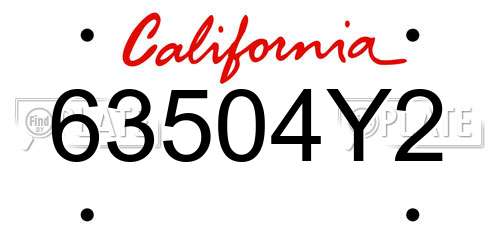 63504Y2 California License Plate