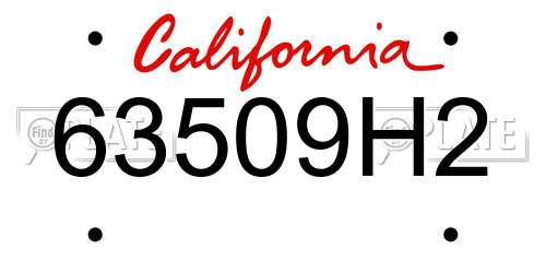 63509H2 California License Plate
