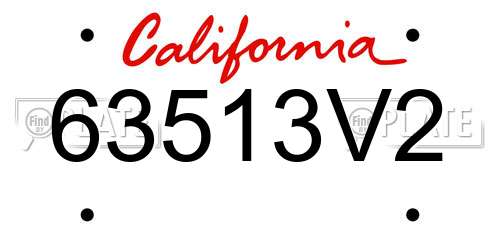 63513V2 California License Plate