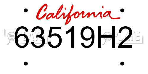63519H2 California License Plate