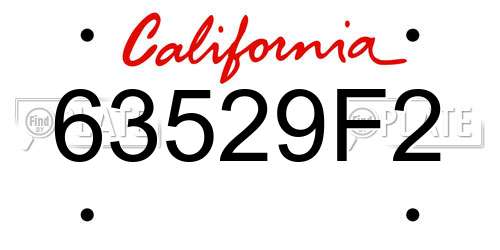 63529F2 California License Plate