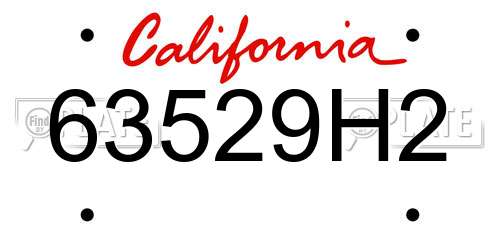 63529H2 California License Plate