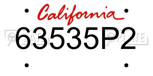 63535P2 California License Plate