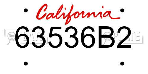63536B2 California License Plate