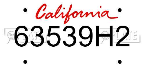 63539H2 California License Plate