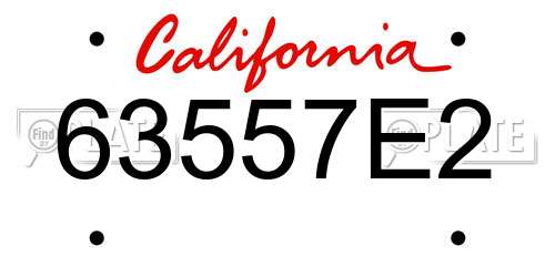 63557E2 California License Plate