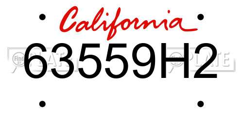 63559H2 California License Plate