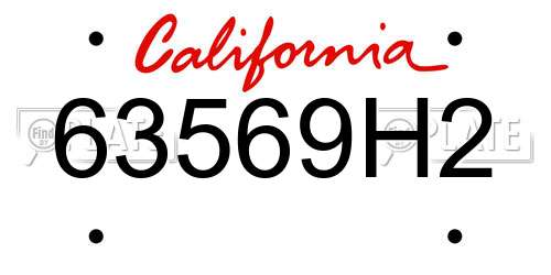 63569H2 California License Plate