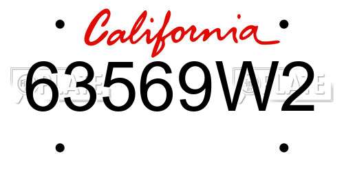 63569W2 California License Plate