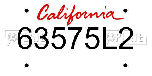 63575L2 California License Plate