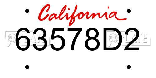 63578D2 California License Plate