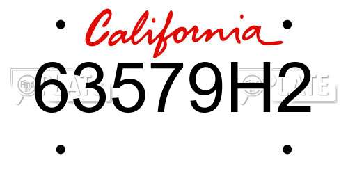 63579H2 California License Plate
