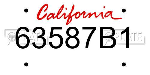 63587B1 California License Plate