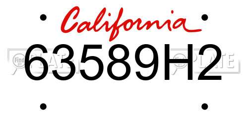 63589H2 California License Plate
