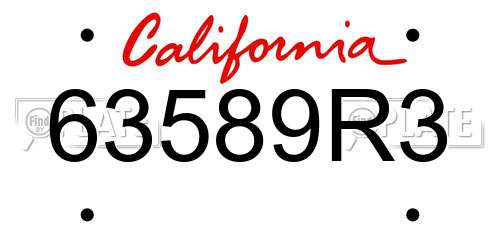 63589R3 California License Plate