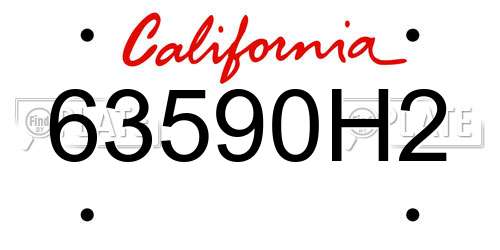 63590H2 California License Plate