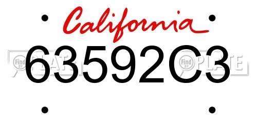 63592C3 California License Plate