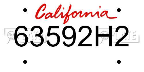 63592H2 California License Plate
