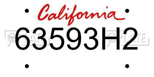63593H2 California License Plate