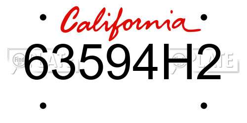 63594H2 California License Plate