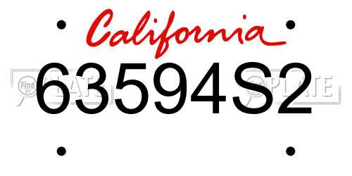 63594S2 California License Plate