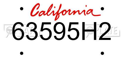 63595H2 California License Plate