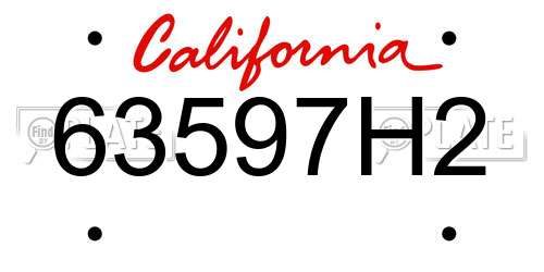 63597H2 California License Plate
