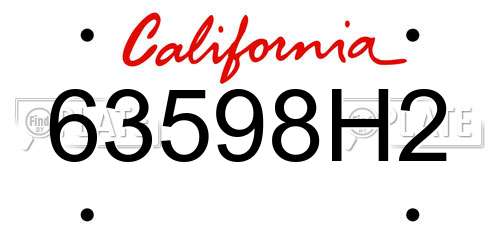 63598H2 California License Plate