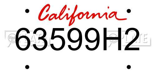 63599H2 California License Plate