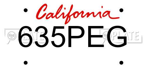 635PEG California License Plate