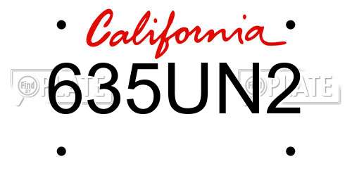 635UN2 California License Plate