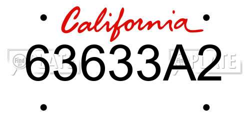 63633A2 California License Plate