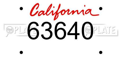 63640 California License Plate