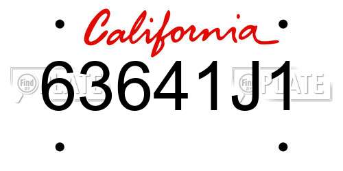 63641J1 California License Plate