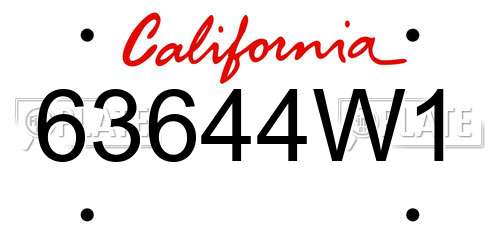 63644W1 California License Plate