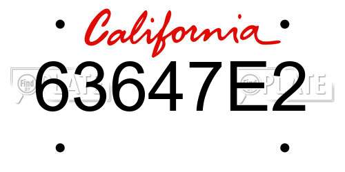 63647E2 California License Plate