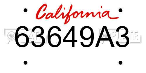 63649A3 California License Plate