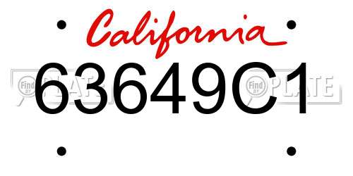 63649C1 California License Plate