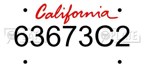 63673C2 California License Plate