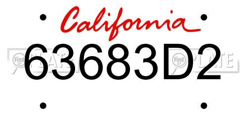 63683D2 California License Plate