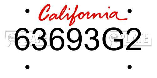 63693G2 California License Plate